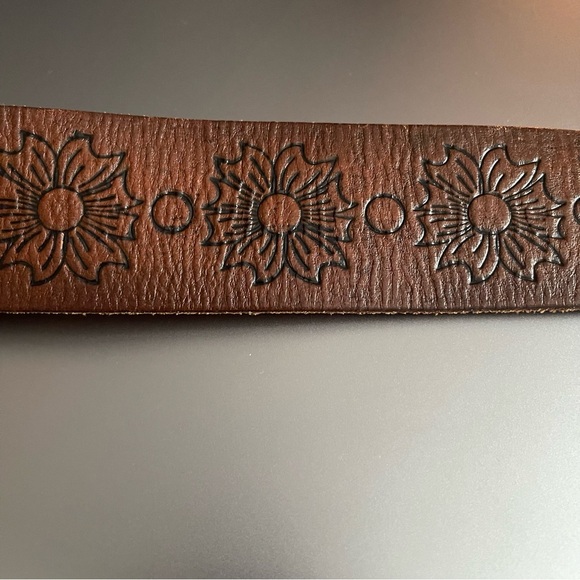 HOLLISTER VTG Tanned-Brown Leather OWL Buckle Belt Medium 40” - Picture 6 of 10